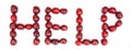 HELP text made of cherries. Concept.