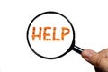 Help text and magnifying glass Royalty Free Stock Photo