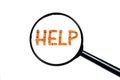 Help text and magnifying glass Royalty Free Stock Photo