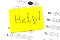 Help is a text written on standardized quiz or test score Royalty Free Stock Photo