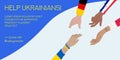 Help Ukraine Flyer or Social Media Template. Ukrainians Supporting Hands Concept.
