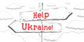 Help Ukraine - outline signpost with two arrows