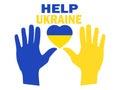 Help Ukraine. Two Hands on Heart Symbol