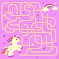 Help unicorn find path to rainbow. Labyrinth. Maze game for kids