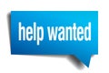 help wanted blue paper speech bubble