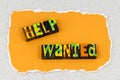 Help wanted business employment offer sign employer now hiring opportunity Royalty Free Stock Photo