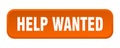 help wanted button. help wanted square 3d push button. Royalty Free Stock Photo