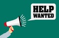 HELP WANTED concept with hand holding megaphone Royalty Free Stock Photo