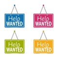 Help Wanted Hanging Business Signs - Vector Illustration - Isolated On White Background