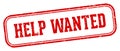 help wanted stamp. help wanted rectangular stamp on white background