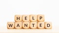 Help wanted text on wooden blocks