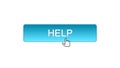 Help web interface button clicked with mouse cursor, blue color, support online