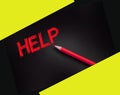 Help word writing on black paper and yellow pencil. Business or healthcare concept Royalty Free Stock Photo