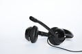 Helpdesk headset. headphones with mic isolated on white