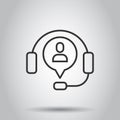 Helpdesk icon in flat style. Headphone vector illustration on white isolated background. Chat operator business concept