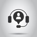 Helpdesk icon in flat style. Headphone vector illustration on white isolated background. Chat operator business concept Royalty Free Stock Photo