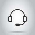 Helpdesk icon in flat style. Headphone vector illustration on white isolated background. Chat operator business concept
