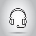 Helpdesk icon in flat style. Headphone vector illustration on white isolated background. Chat operator business concept Royalty Free Stock Photo