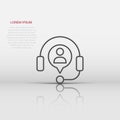 Helpdesk icon in flat style. Headphone vector illustration on white isolated background. Chat operator business concept Royalty Free Stock Photo