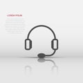 Helpdesk icon in flat style. Headphone vector illustration on white isolated background. Chat operator business concept Royalty Free Stock Photo