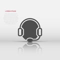 Helpdesk icon in flat style. Headphone vector illustration on white isolated background. Chat operator business concept Royalty Free Stock Photo