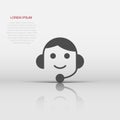 Helpdesk icon in flat style. Headphone vector illustration on white isolated background. Chat operator business concept Royalty Free Stock Photo