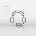 Helpdesk icon in flat style. Headphone vector illustration on white isolated background. Chat operator business concept Royalty Free Stock Photo