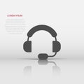 Helpdesk icon in flat style. Headphone vector illustration on white isolated background. Chat operator business concept Royalty Free Stock Photo