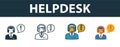 Helpdesk icon set. Premium symbol in different styles from customer service icons collection. Creative helpdesk icon filled,