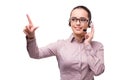 The helpdesk operator isolated on the white background Royalty Free Stock Photo