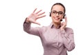 The helpdesk operator isolated on the white background Royalty Free Stock Photo