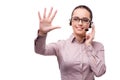 The helpdesk operator isolated on the white background Royalty Free Stock Photo