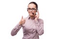 The helpdesk operator isolated on the white background Royalty Free Stock Photo