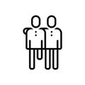 Black line icon for Helped, support and relationship