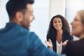 She helped rescue their relationship. Shot of a young therapist speaking to a couple during a counseling session and Royalty Free Stock Photo