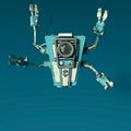 Helper robot blue background in a white background