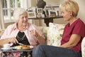 Helper Serving Senior Woman With Meal In Care Home Royalty Free Stock Photo