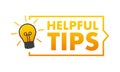 Helpful Tips Concept with Light Bulb Icon, Vector Illustration for Ideas and Suggestions, Bright Yellow and Orange Color Royalty Free Stock Photo