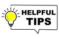 Helpful Tips icon and Light bulb with sparkle rays shine. Idea sign thinking solution. Idea lamp tooltip trivia. Great idea badge