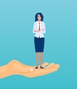 Vector of a confident ethnic businesswoman standing on the hand reaching for the goal Royalty Free Stock Photo