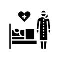 helping and caring for sick people glyph icon vector illustration