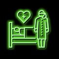 helping and caring for sick people neon glow icon illustration