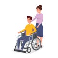 Helping disabled individual vector illustration