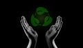 Helping the environment hands. Caring about Sustainability Concept. Mans hands palms up