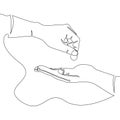 Helping hand concept give alms continuous line Royalty Free Stock Photo