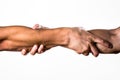 Helping hand concept and international day of peace, support. Helping hand outstretched, isolated arm, salvation. Rescue Royalty Free Stock Photo