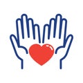 Helping hand with heart shape. Vector illustration Royalty Free Stock Photo