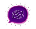 Helping hand line icon. Charity gesture sign. Vector