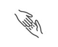 Helping hand line icon. Give gesture sign. Vector