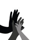 A helping hands black color silhouette vector